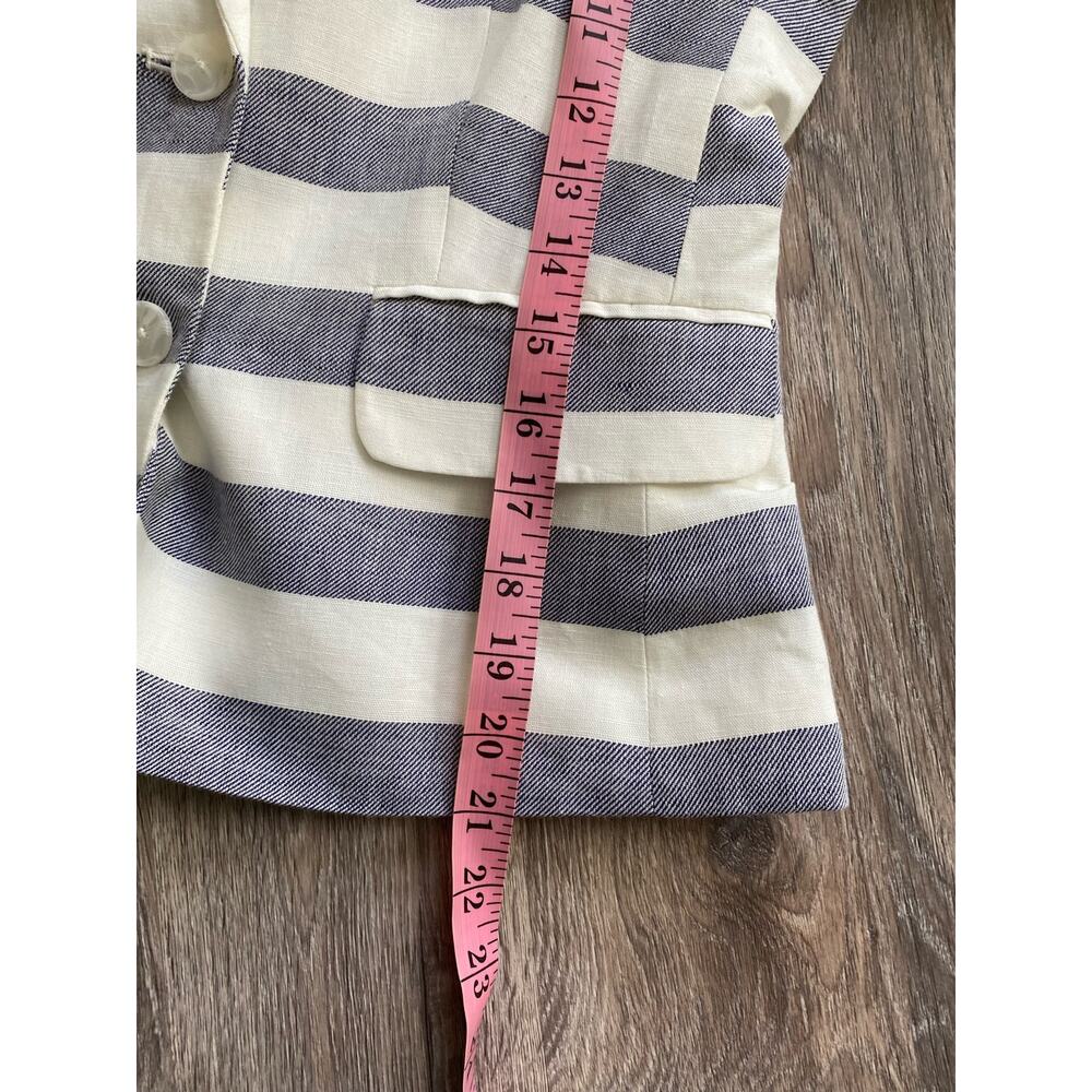 Banana Republic Women's Linen Blend Striped Blue White Nautical Blazer Jacket - Picture 10 of 10